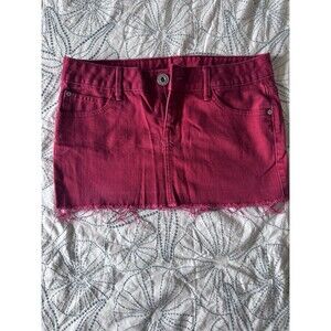 Guess Women’s Y2K Rare Pink Denim Mini Skirt Raw Hem Back Pocket Logo 27